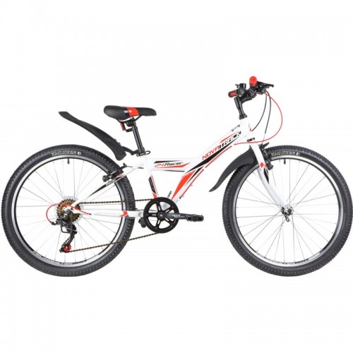 Велосипед NOVATRACK 24" RACER сталь.рама 10" ,белый, 6-скор, TY21/TS38/SG-6SI, V-brake