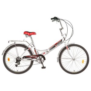 Велосипед NOVATRACK 24" белый, складной, красный, FS, 6-скор.
